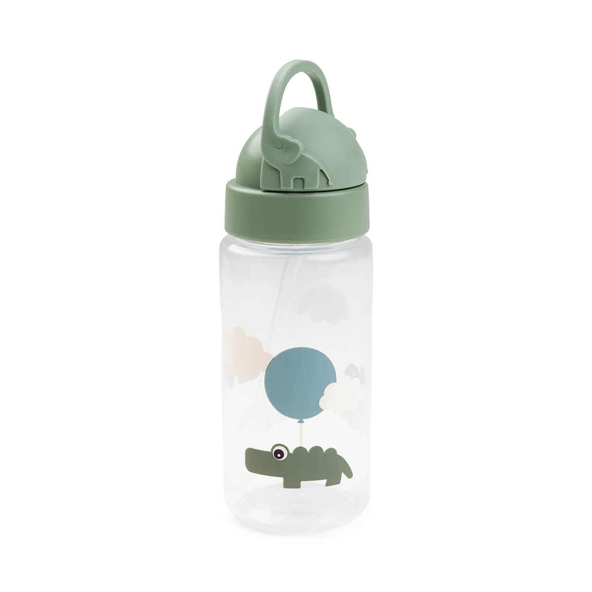 Trinkflasche mit Strohhalm Happy clouds Grün350 ml