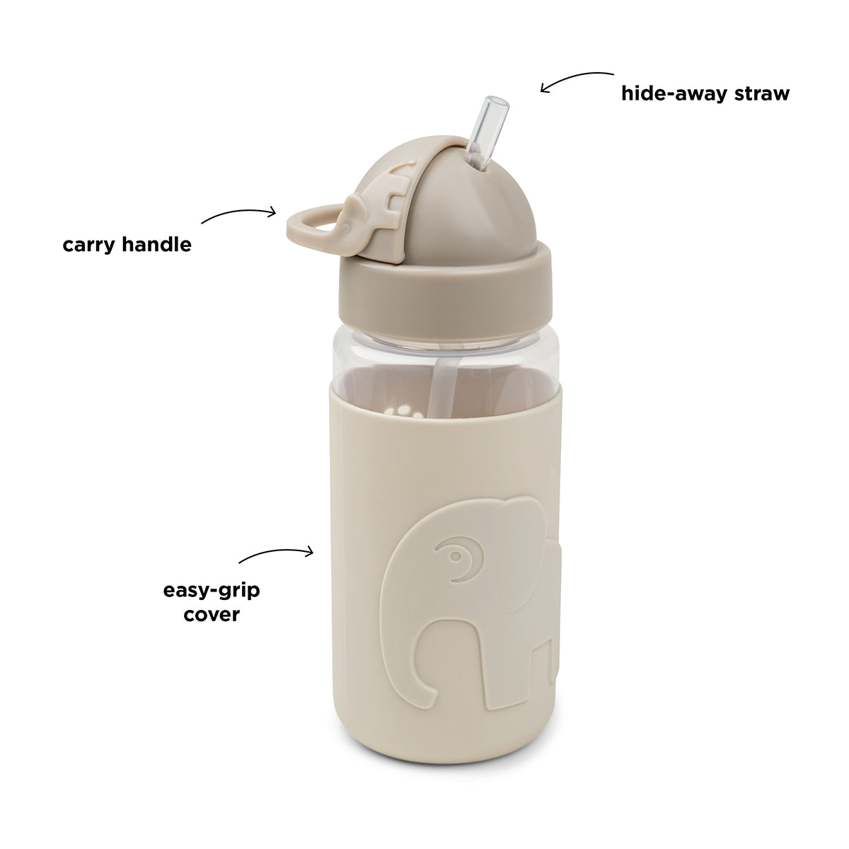 Easy-grip Trinkflasche mit Strohhalm Elphee Sand350 ml