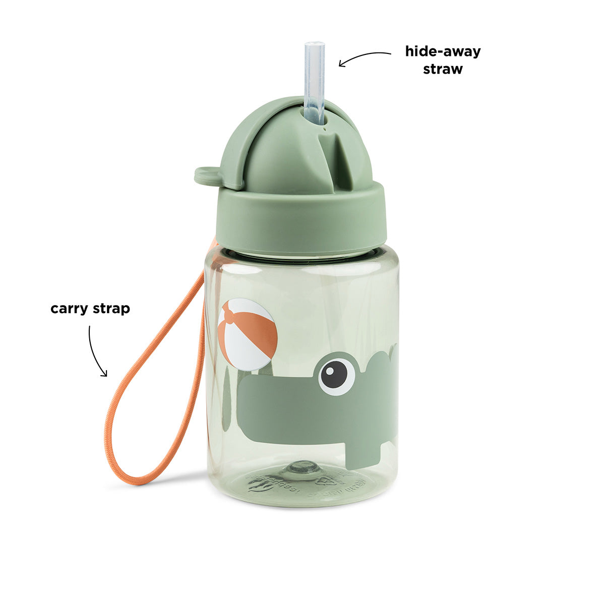 Trinkflasche mit Strohhalm Playground Grün280 ml