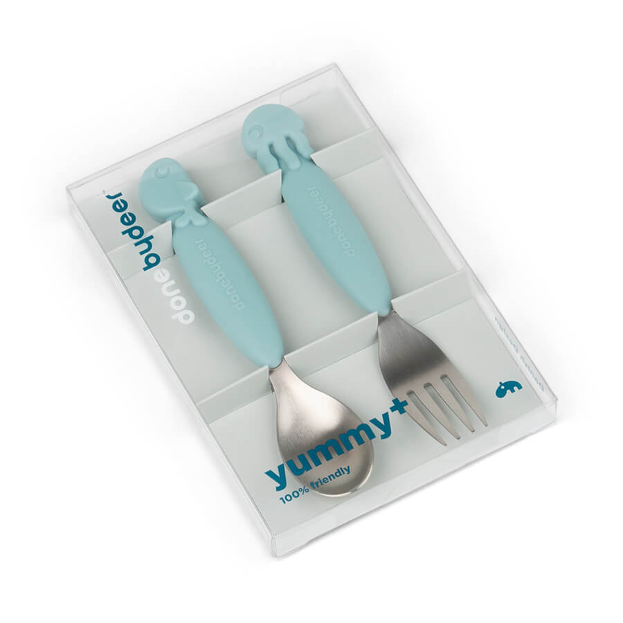 Easy-grip Löffel- & Gabelset Sea friends Blau