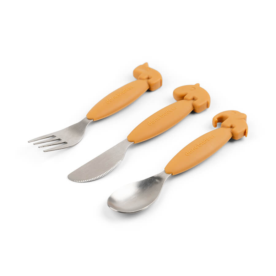 Easy grip Besteck Deer friends Senfgelb