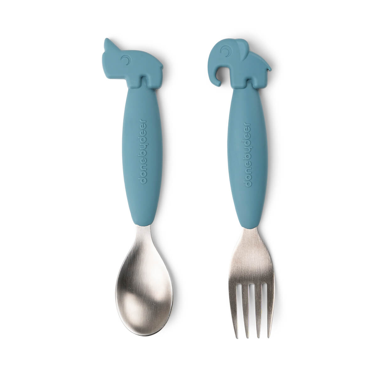 Easy-grip Löffel- und Gabelset Deer friends Blau