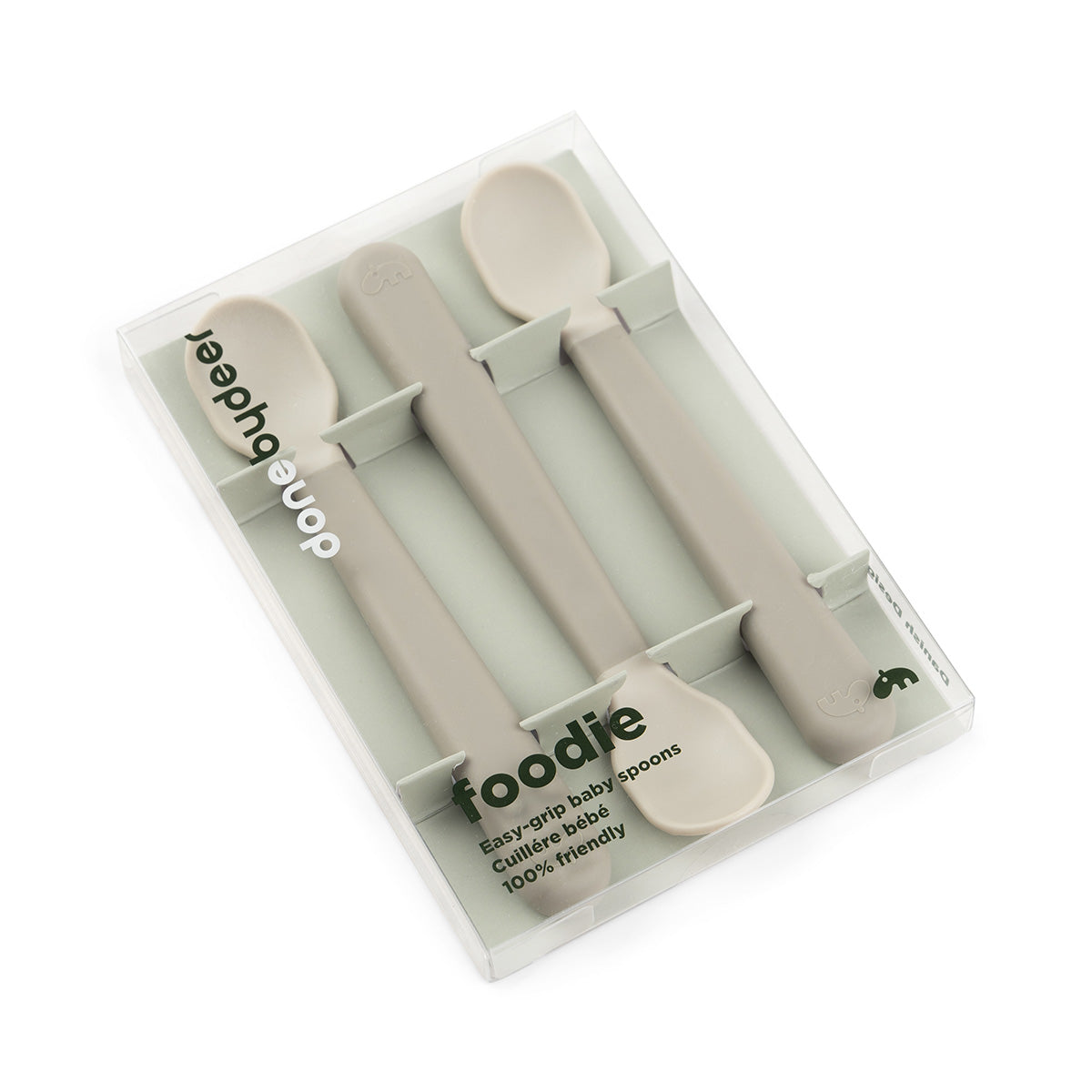 Foodie easy-grip Babylöffel 3-er Pack Sand