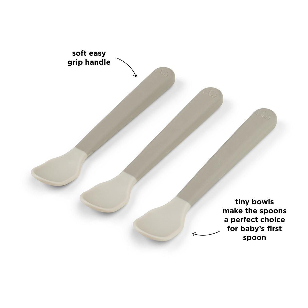 Foodie easy-grip Babylöffel 3-er Pack Sand