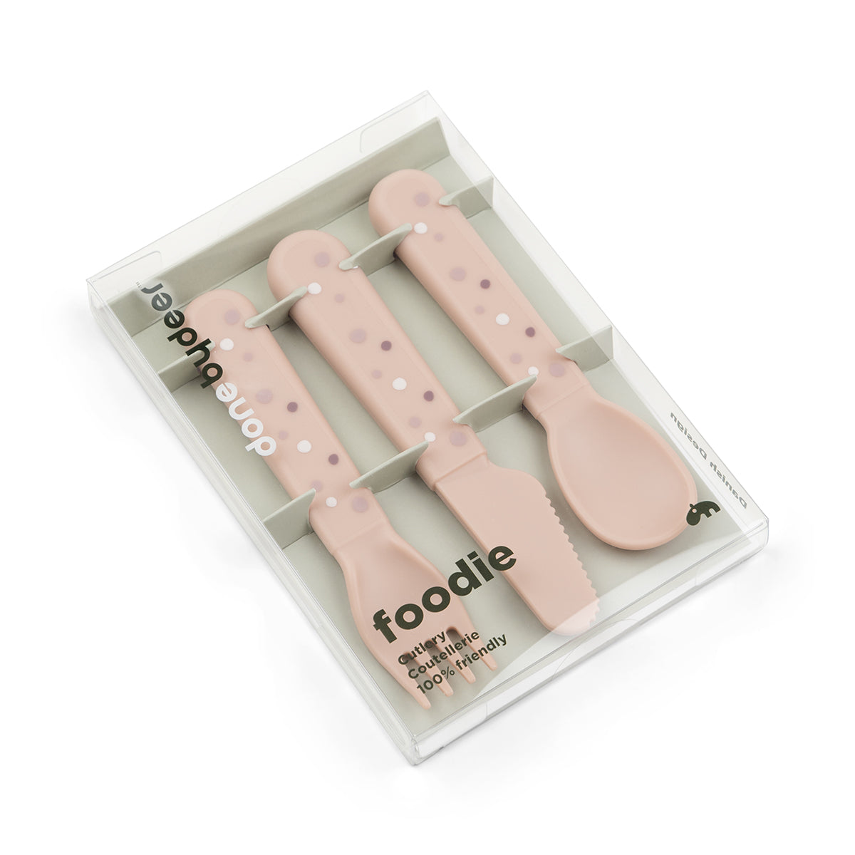 Foodie Kinderbesteck-Set Happy dots Rosa
