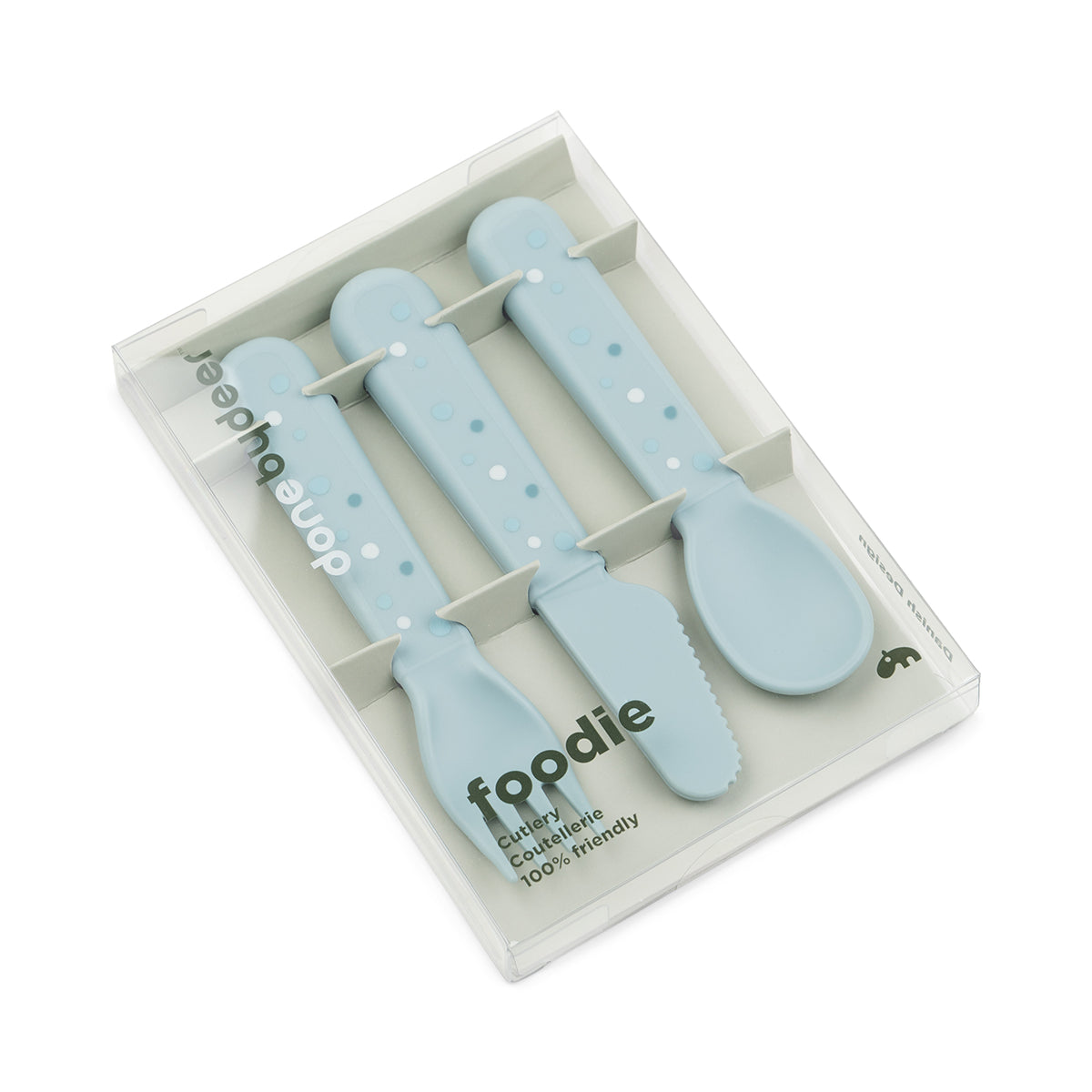 Foodie Kinderbesteck-Set Happy dots Blau