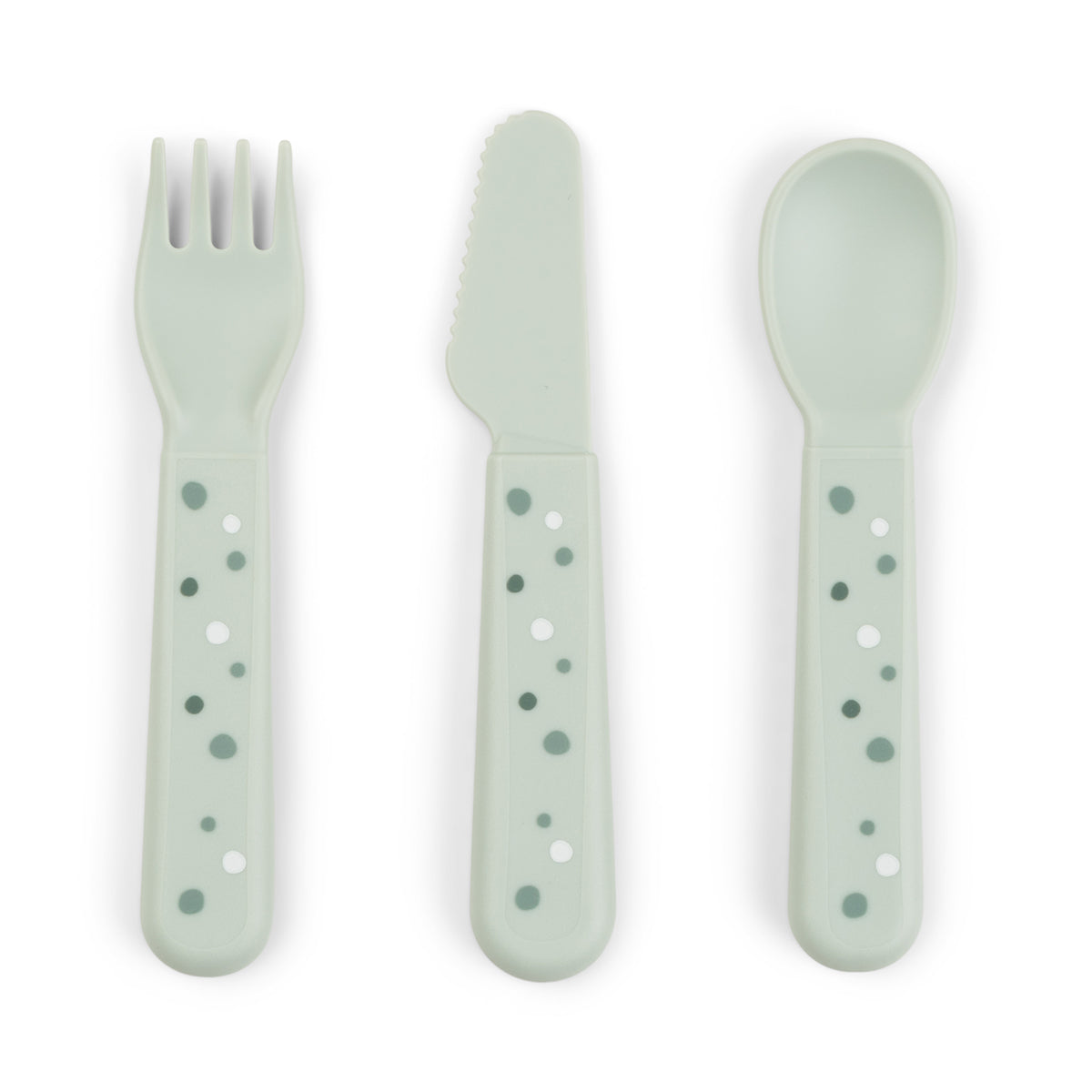 Foodie Kinderbesteck-Set Happy dots Grün