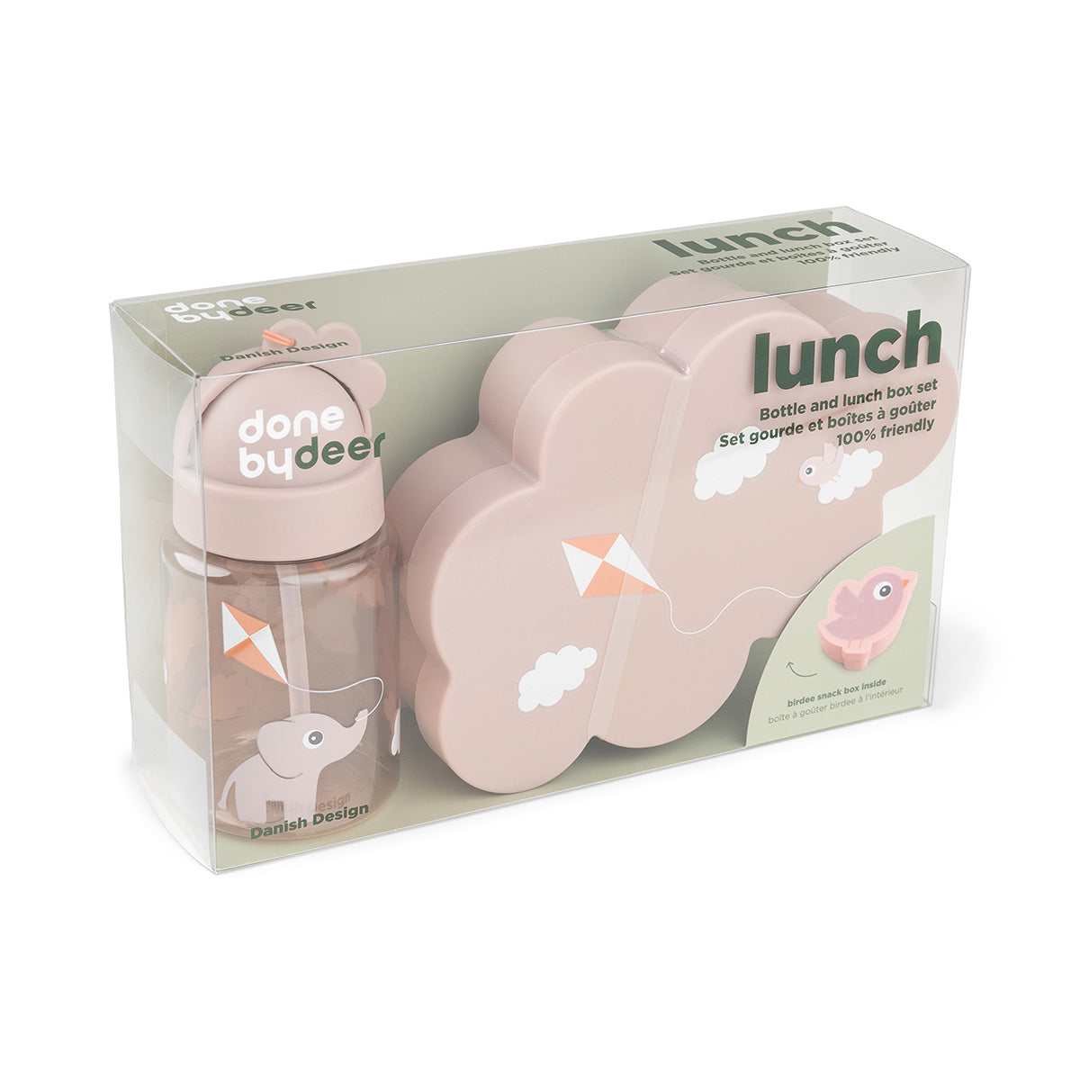 Lunch & Snackbox mit Strohhalmflasche Playground Rosa