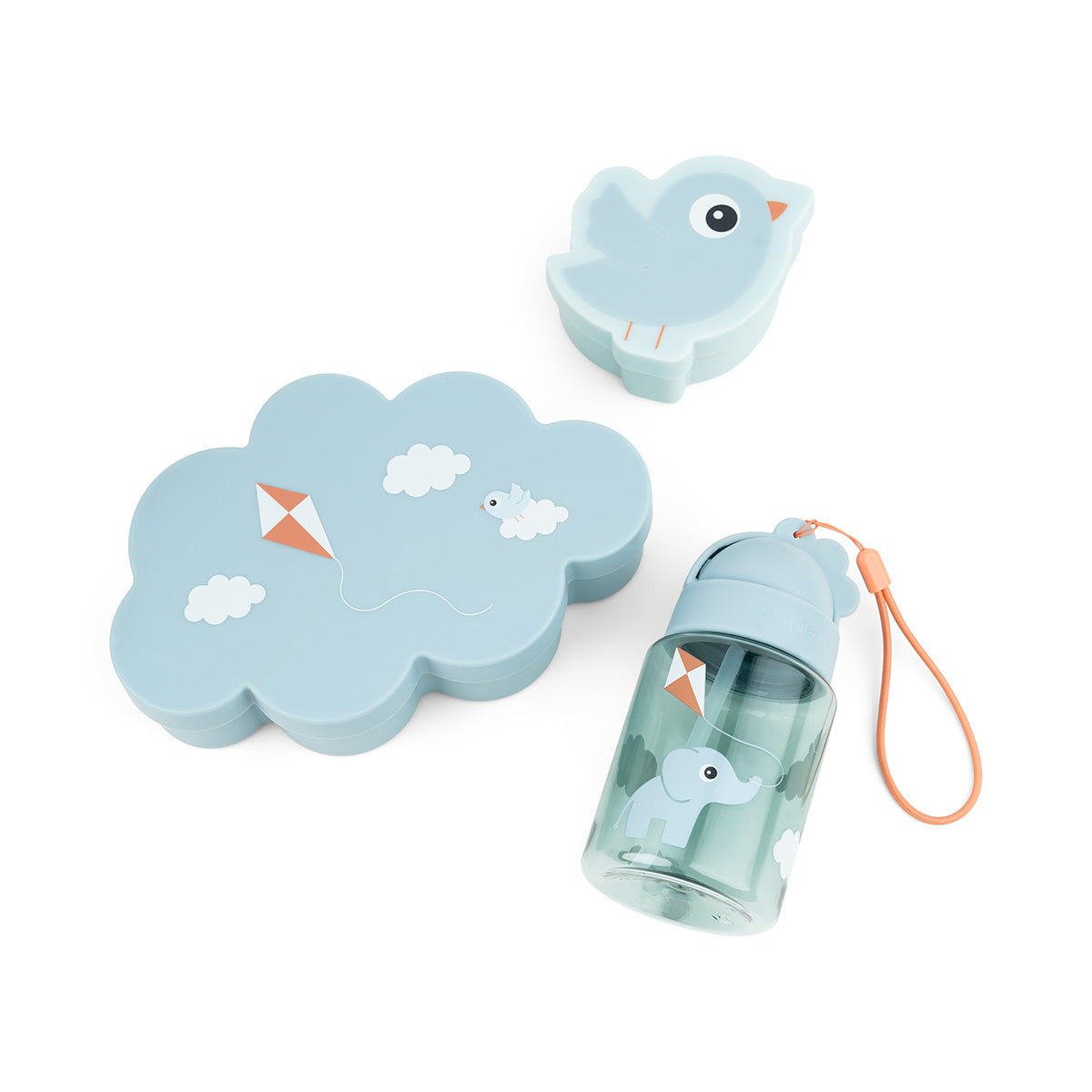 Lunch & Snackbox mit Strohhalmflasche Playground Blau