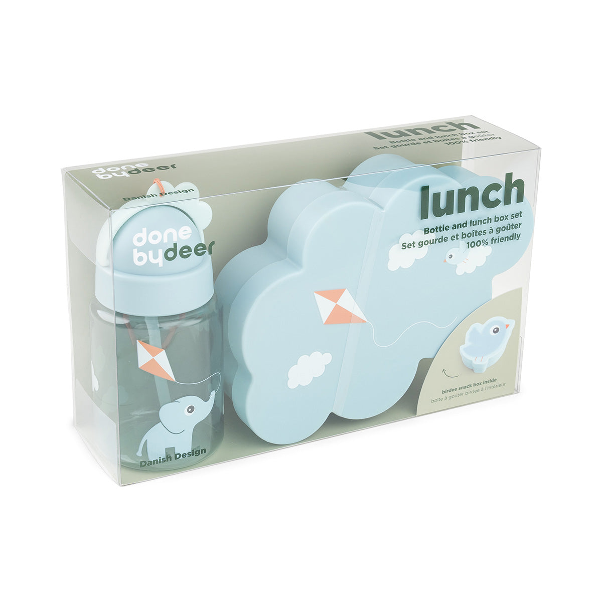 Lunch & Snackbox mit Strohhalmflasche Playground Blau