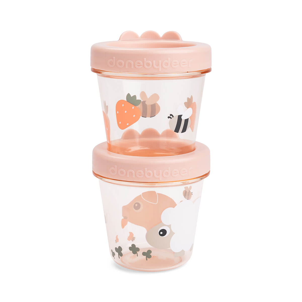 Baby-Snackbox 2-er Set Tiny farm Rosa