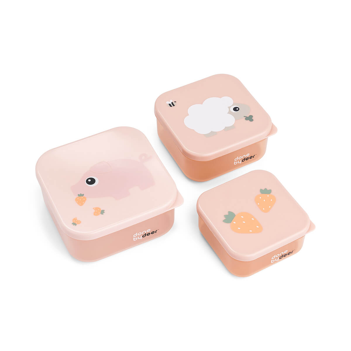 Snackbox-Set 3-er Pack Tiny farm Rosa