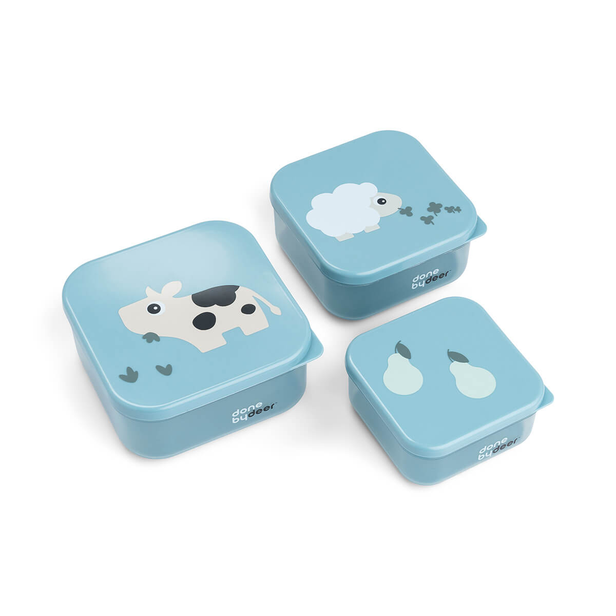 Snackbox-Set 3-er Pack Tiny farm Blau