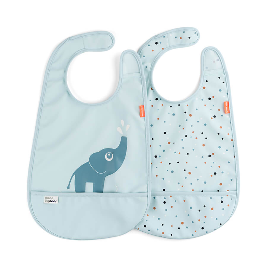 Lätzchen mit Klettverschluss 2-er Pack Elphee Blau