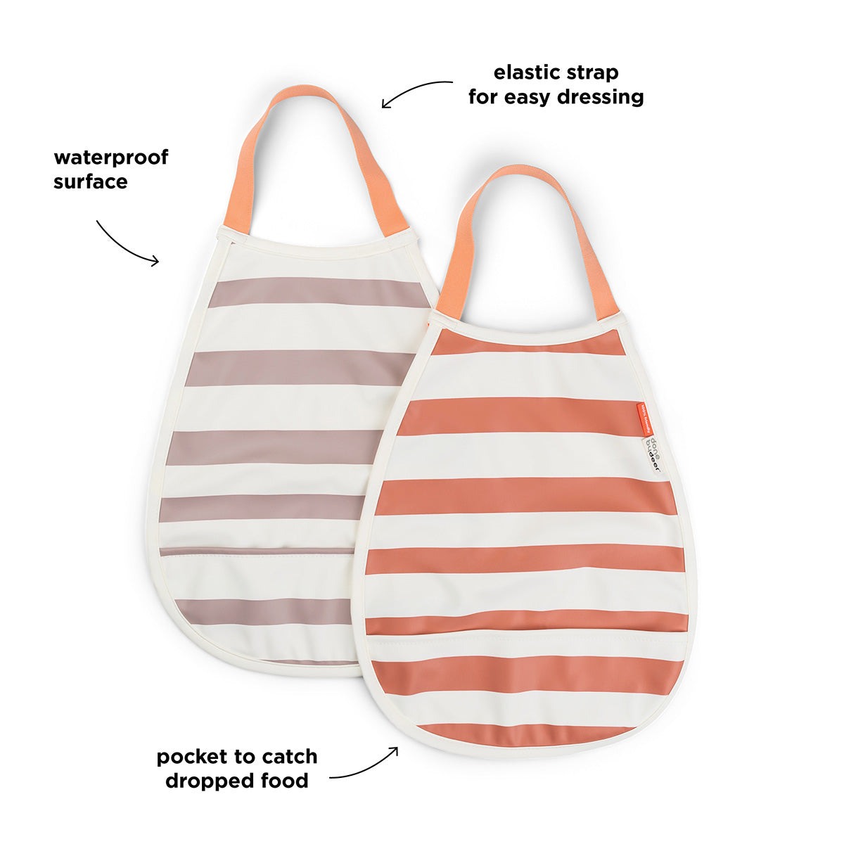 Pull-over Lätzchen 2-er Pack Stripes Papaya/Rosa