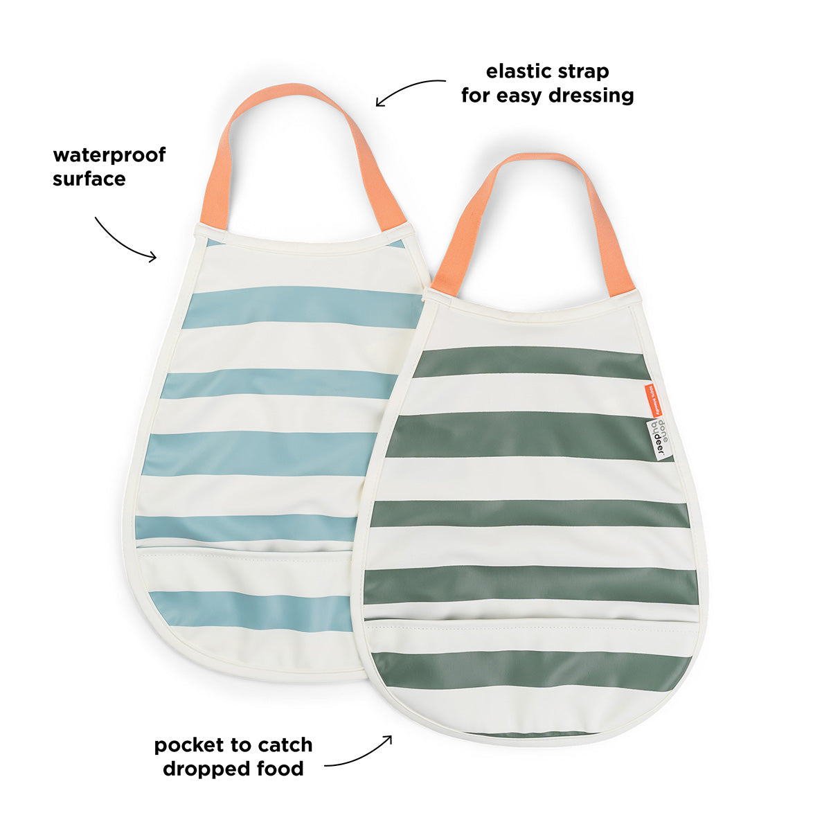 Pull-over Lätzchen 2-er Pack Stripes Blau/Grün