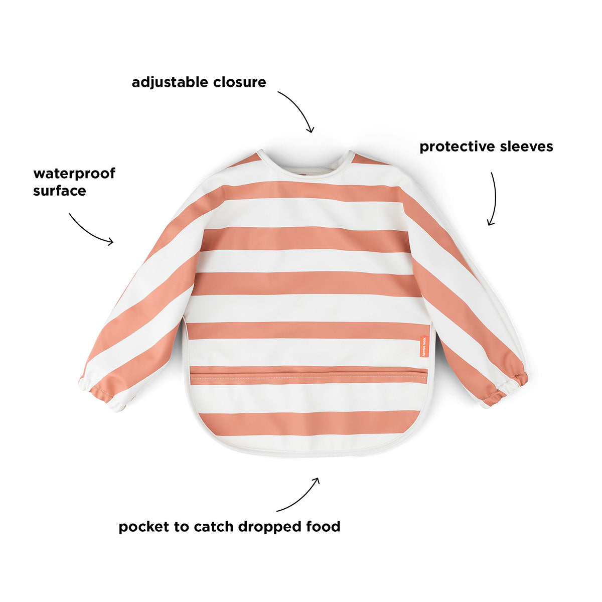 Ärmeltaschen-Lätzchen Stripes Papaya