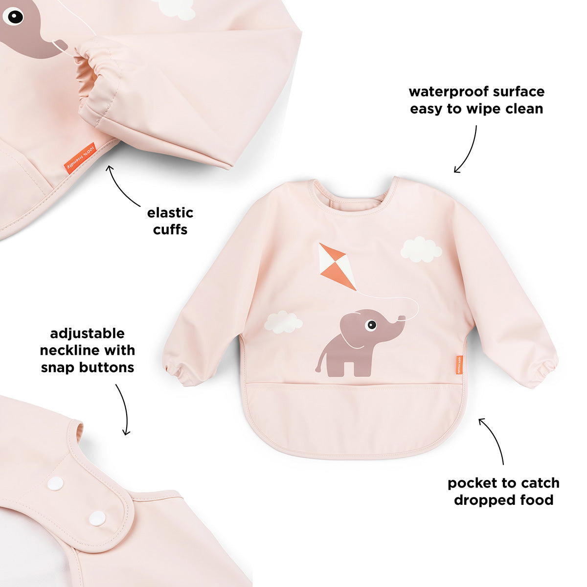 Ärmeltaschen-Lätzchen Playground Rosa