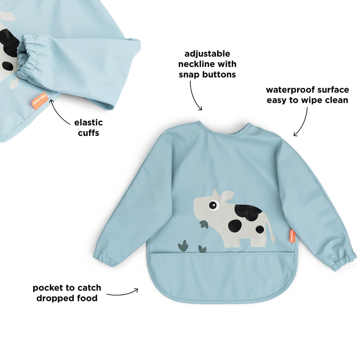 Ärmeltaschen-Lätzchen Tiny farm Blau