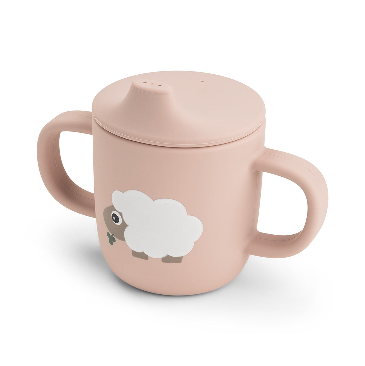 Silikon-Schnabelbecher 2 Griffe Tiny farm Rosa
