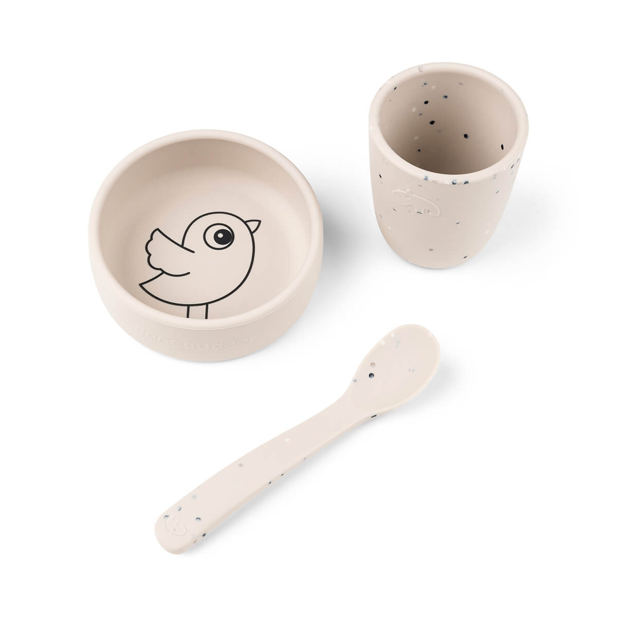 Silikon First meal Geschirr-Set Birdee Sand