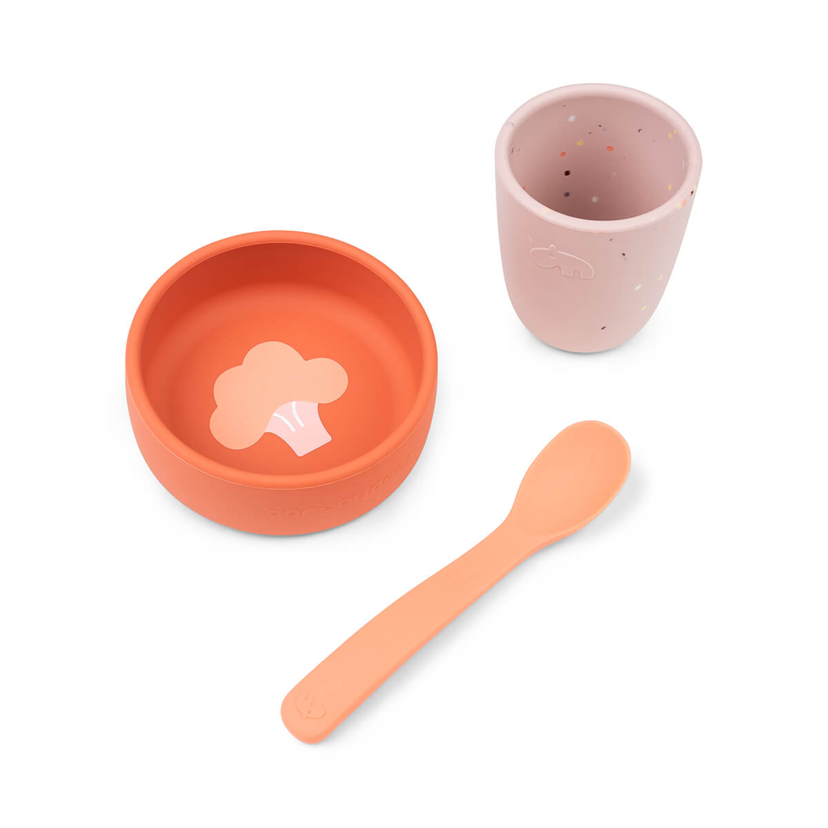 Silikon First meal Geschirr-Set Papaya
