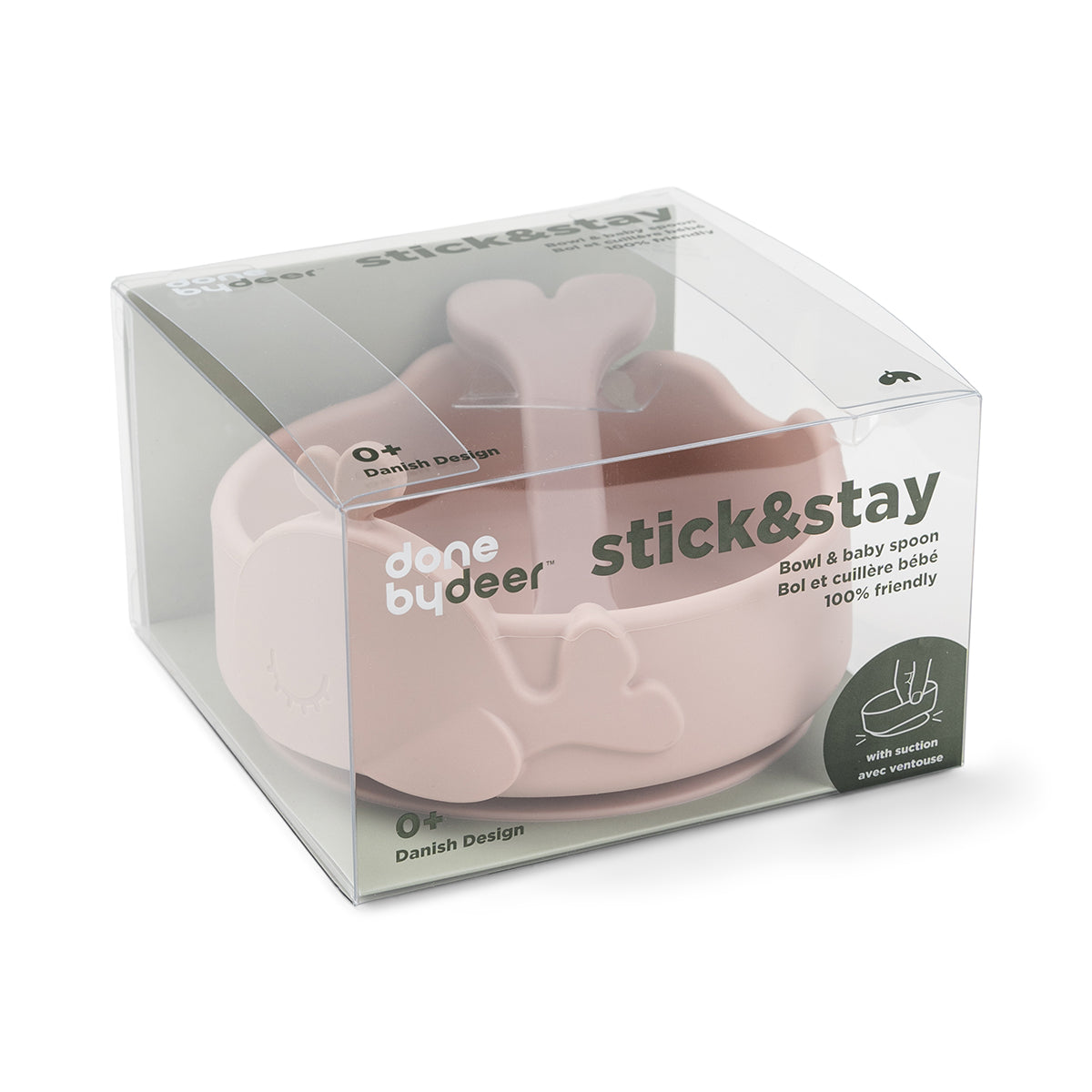 Silikon Stick&Stay Bowl und Babylöffel Wally Rosa
