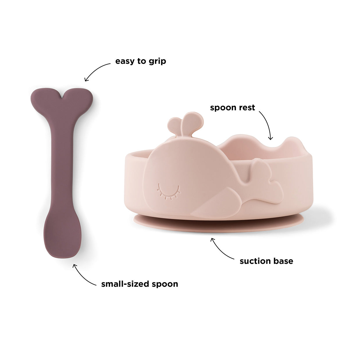 Silikon Stick&Stay Bowl und Babylöffel Wally Rosa