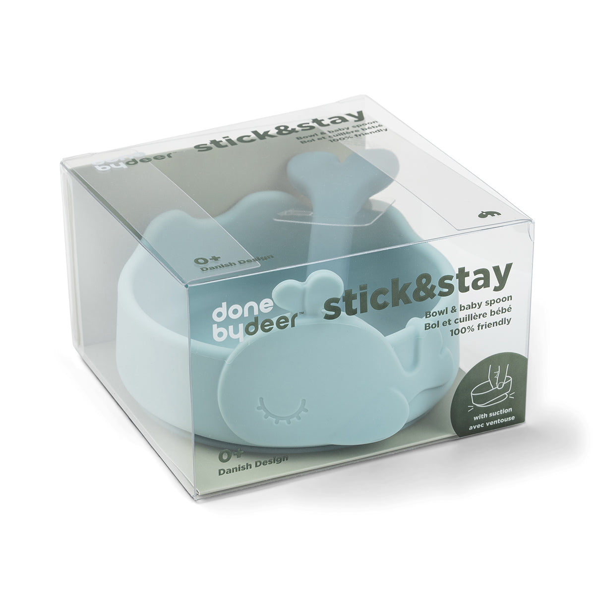 Silikon Stick&Stay Bowl und Babylöffel Wally Blau