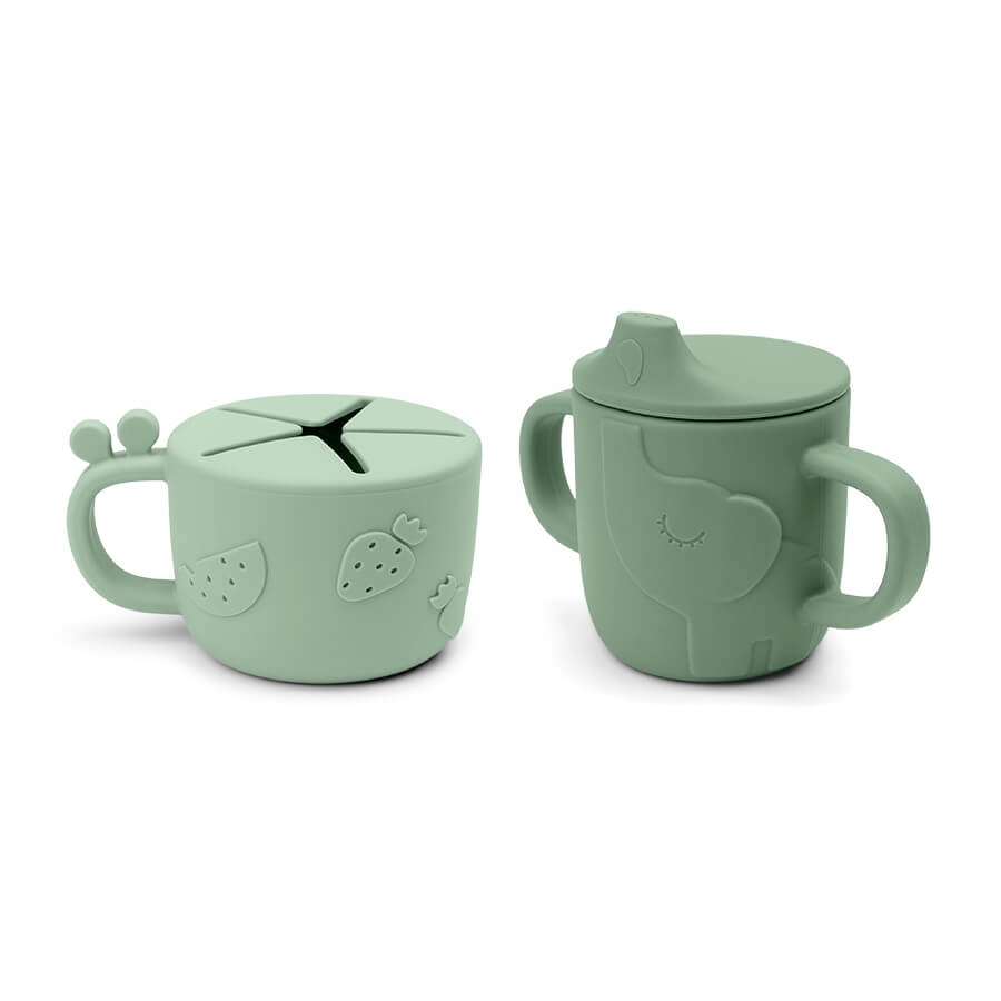 Peekaboo Snack & Trinkbecher Set Deer friends Grün