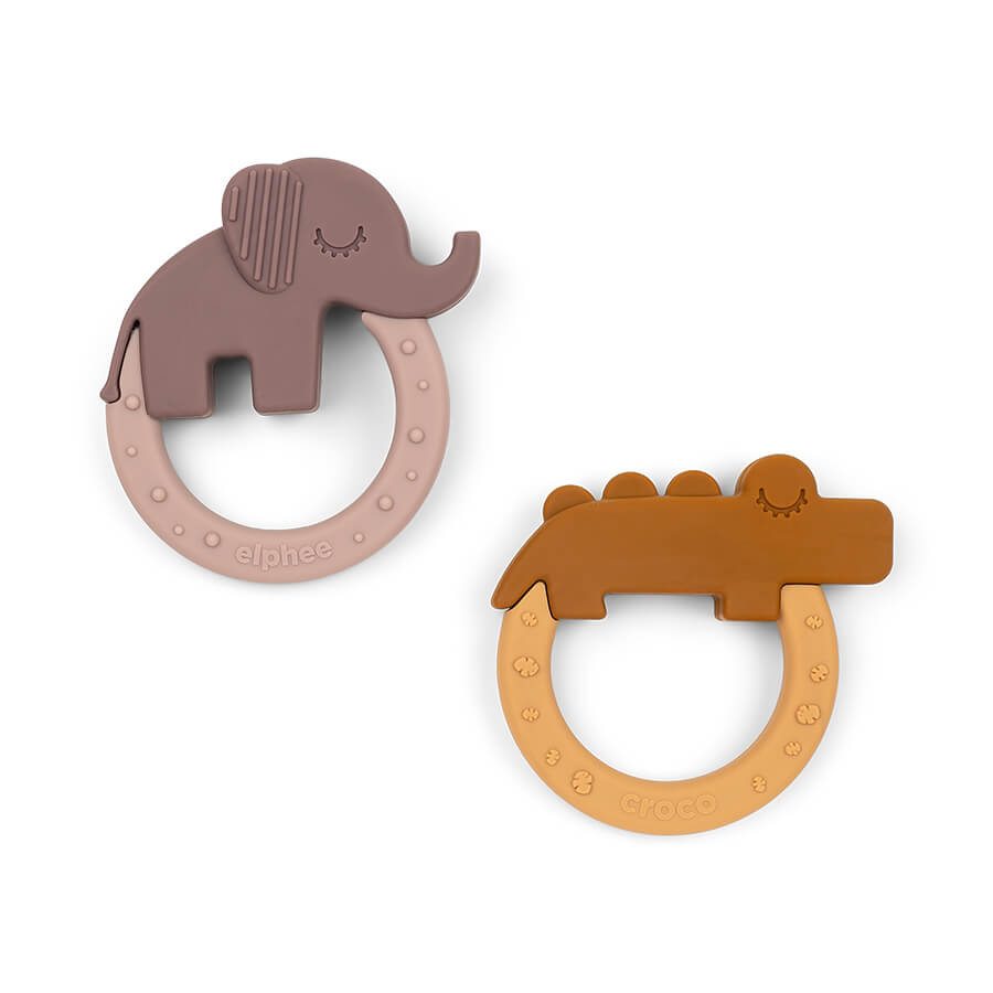 Beißring 2-er Pack Deer friends Senfgelb/Rosa