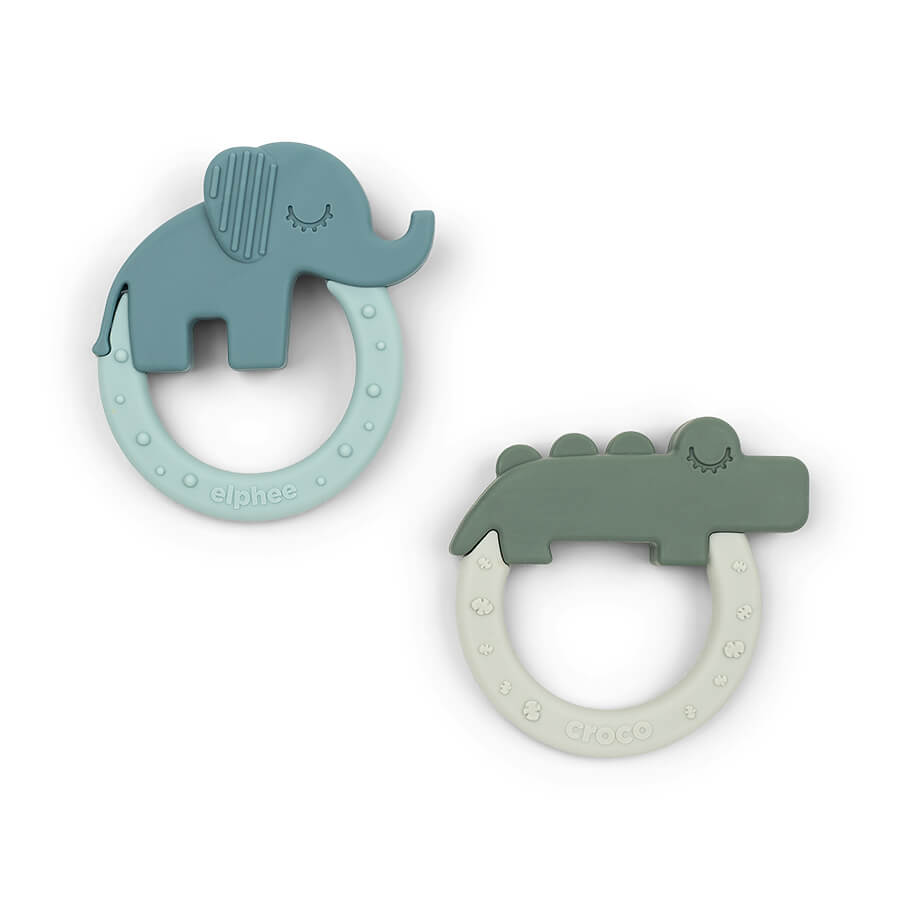 Beißring 2-er Pack Deer friends Grün/Blau
