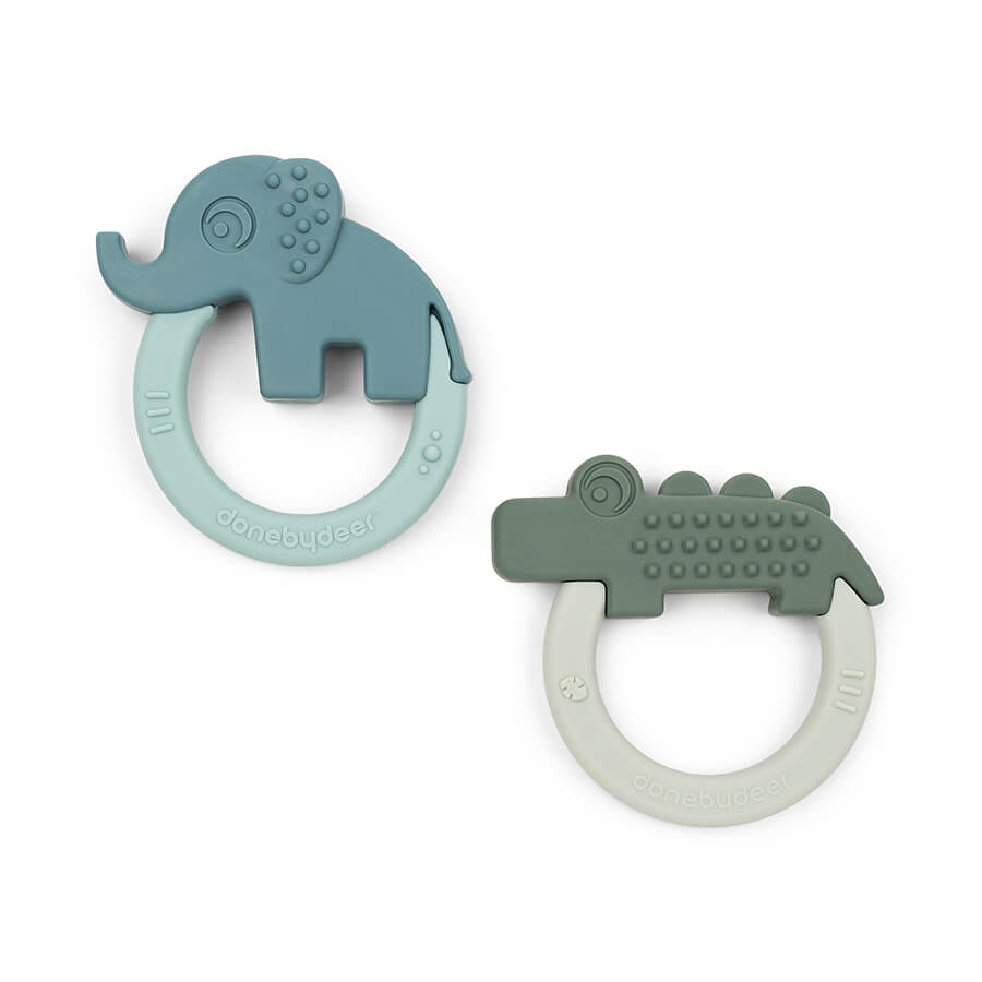 Beißring 2-er Pack Deer friends Grün/Blau