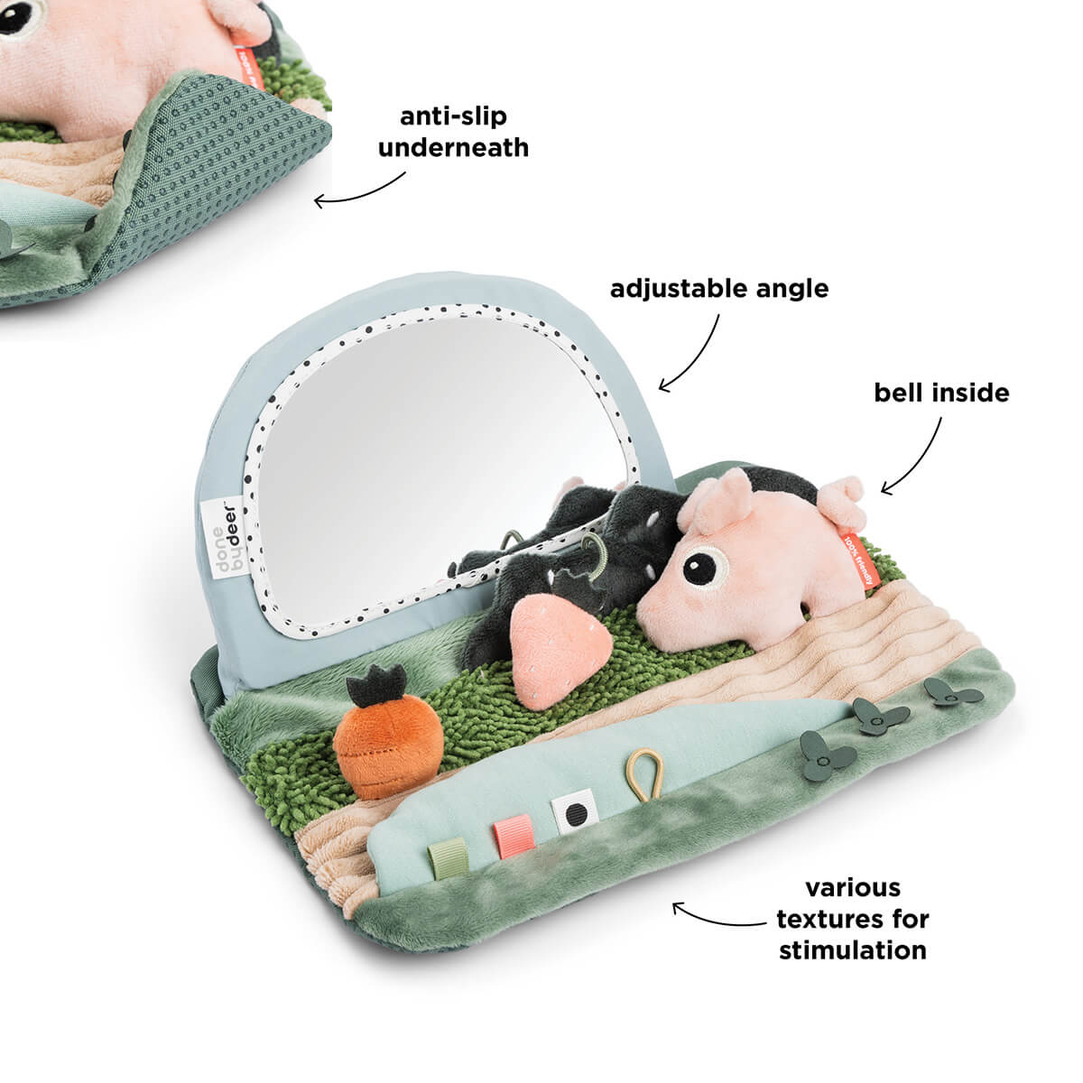 Tummy time Activity Spiegel Tiny farm Farbmix