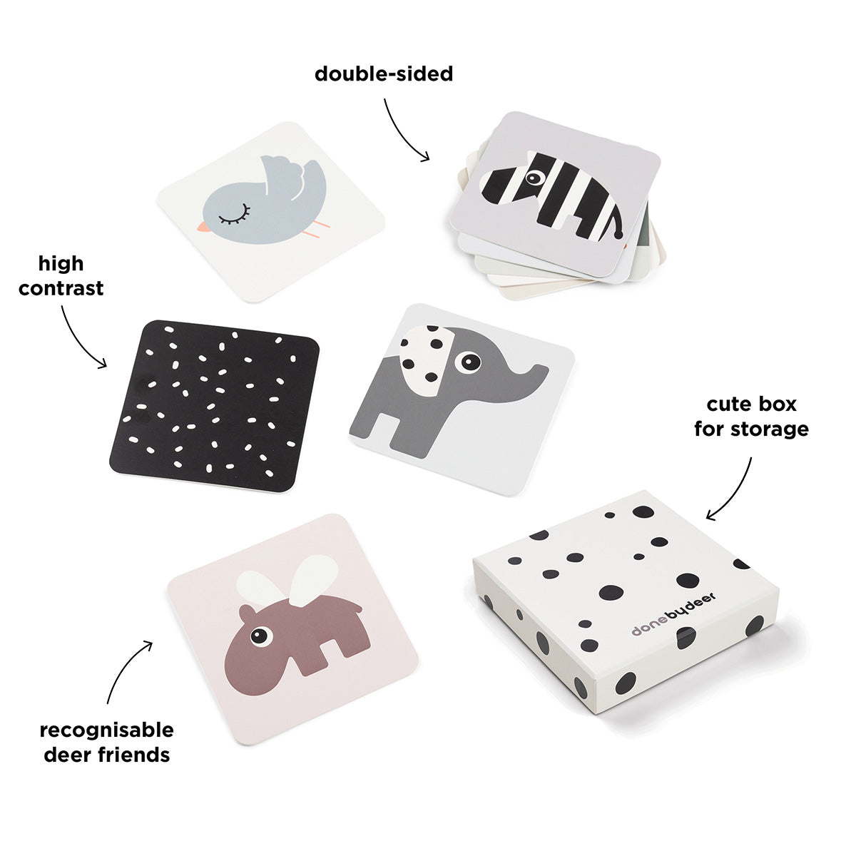 Baby Kontrastkarten 10er Pack Deer friends Farbmix