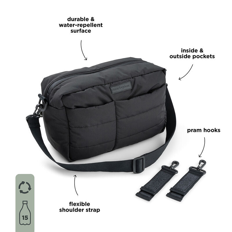 Gesteppte Wickeltasche Schwarz