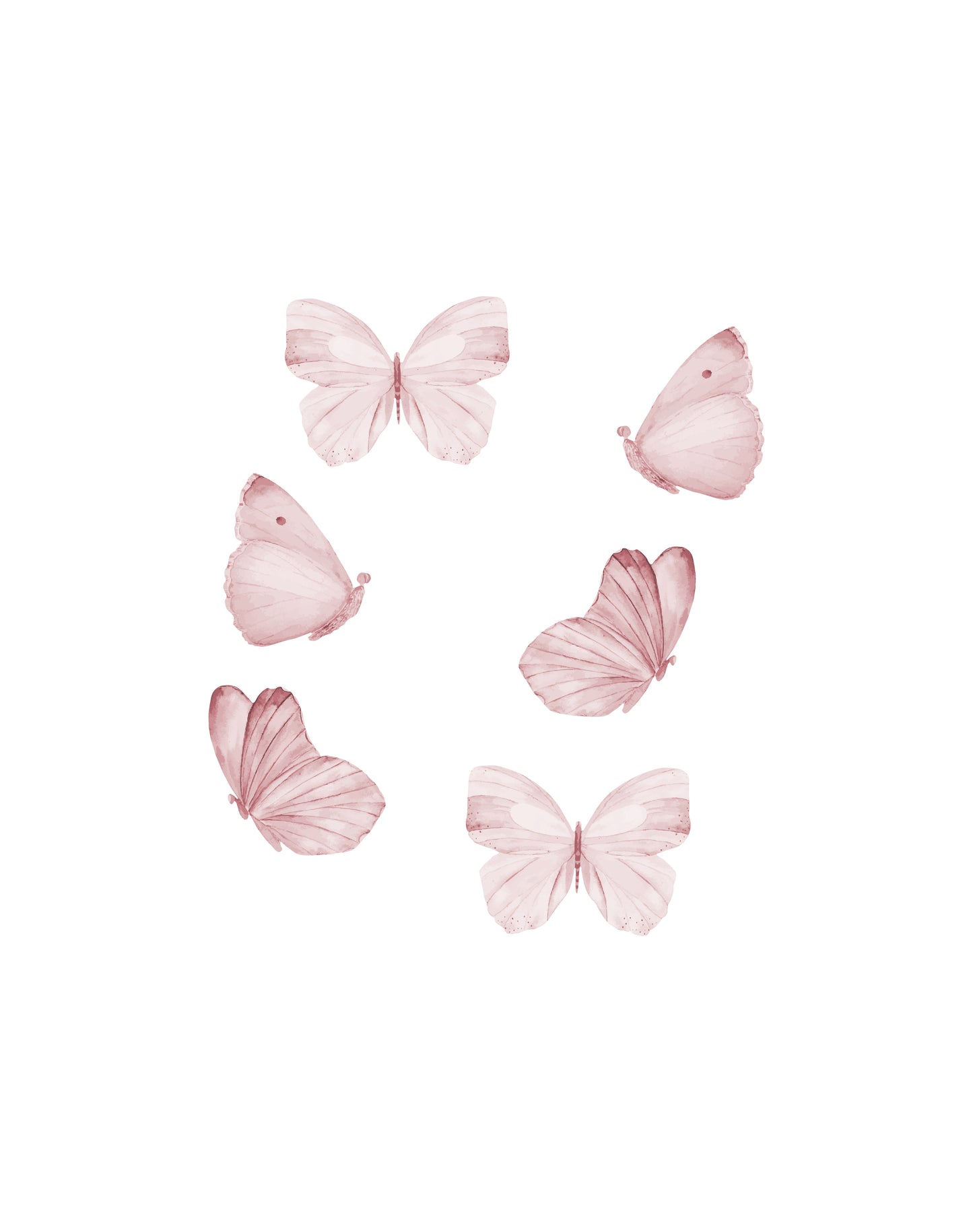 Wandtattoo Schmetterlinge 6 Stk. - Rose
