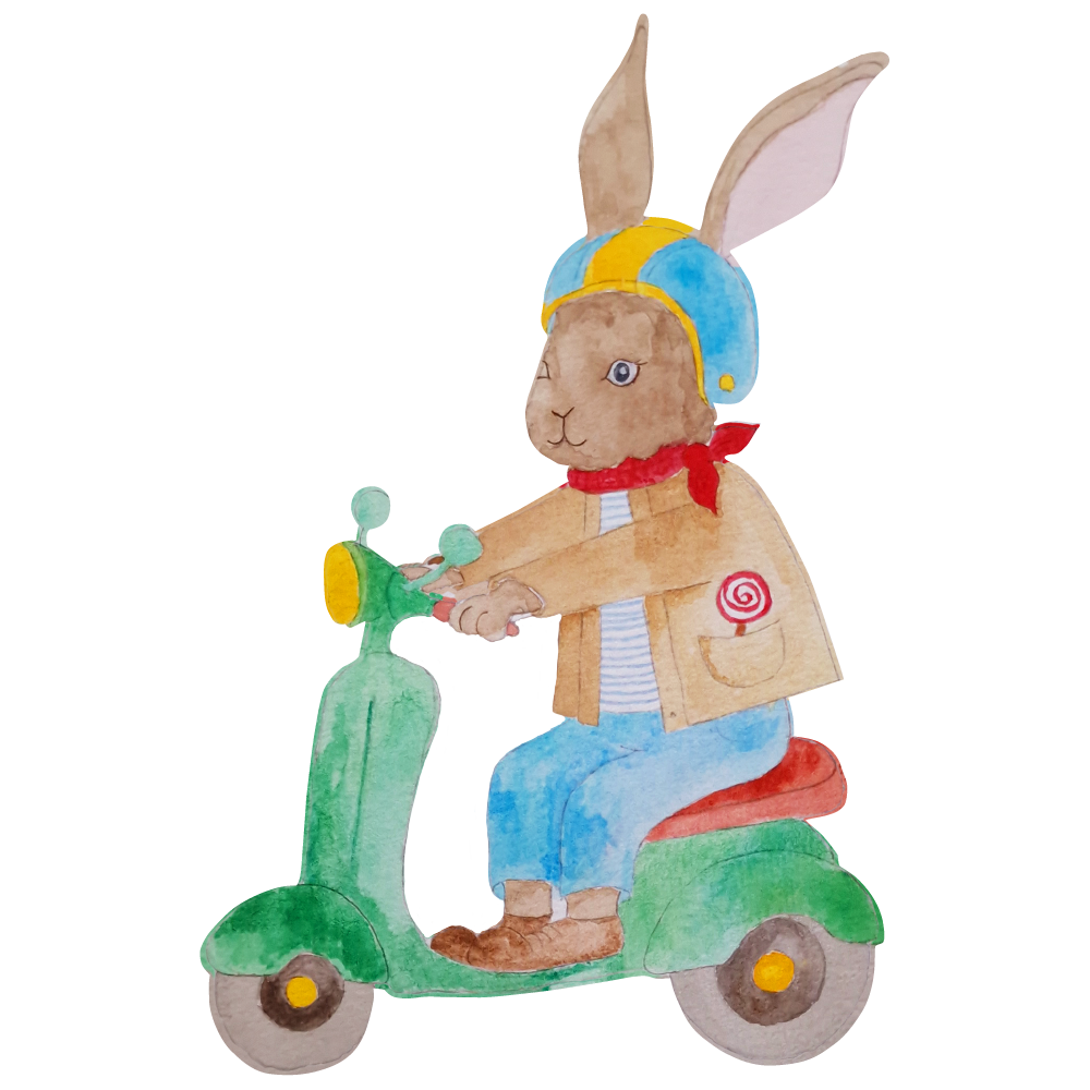 Wandsticker Scooter Hase