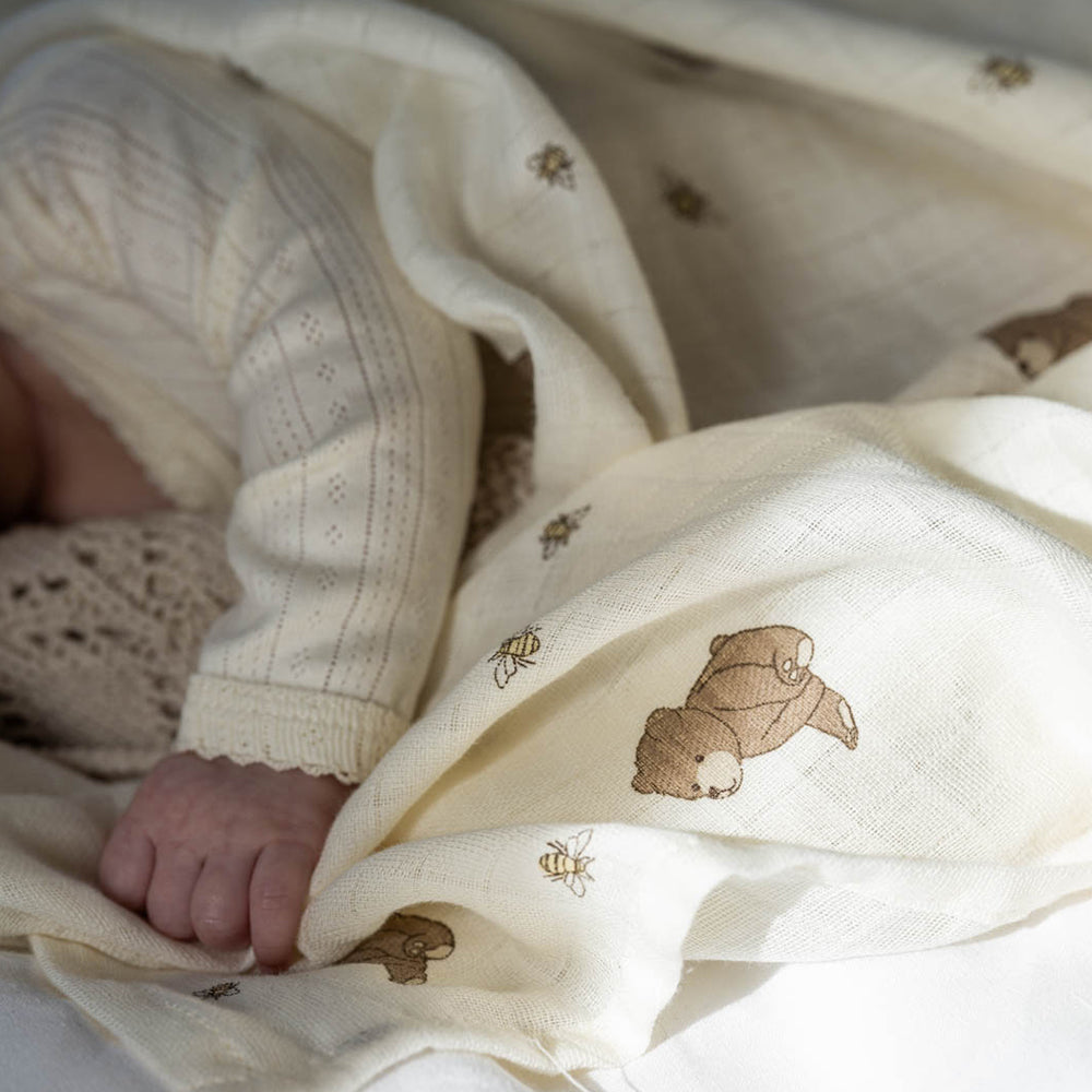 Muslin Swaddle Bienen und Bären