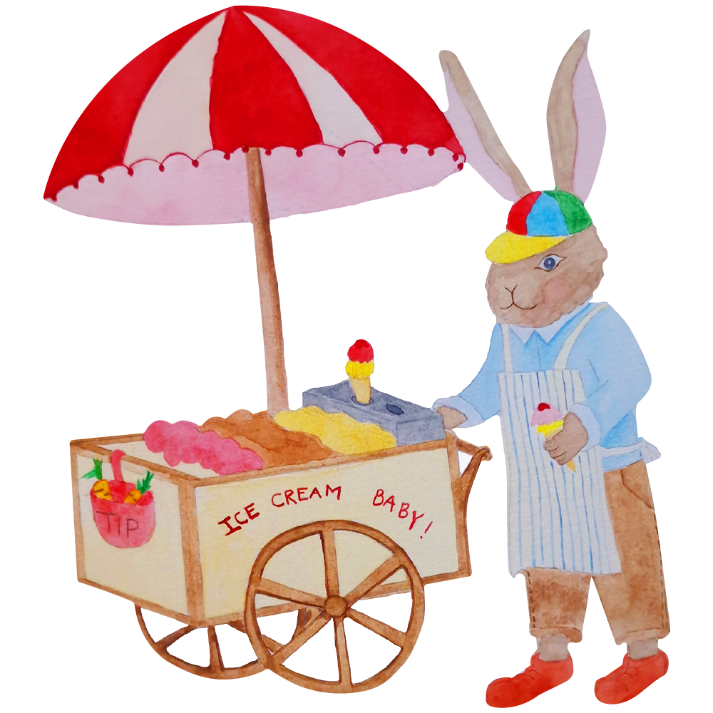 Wandsticker Hase mit Eis