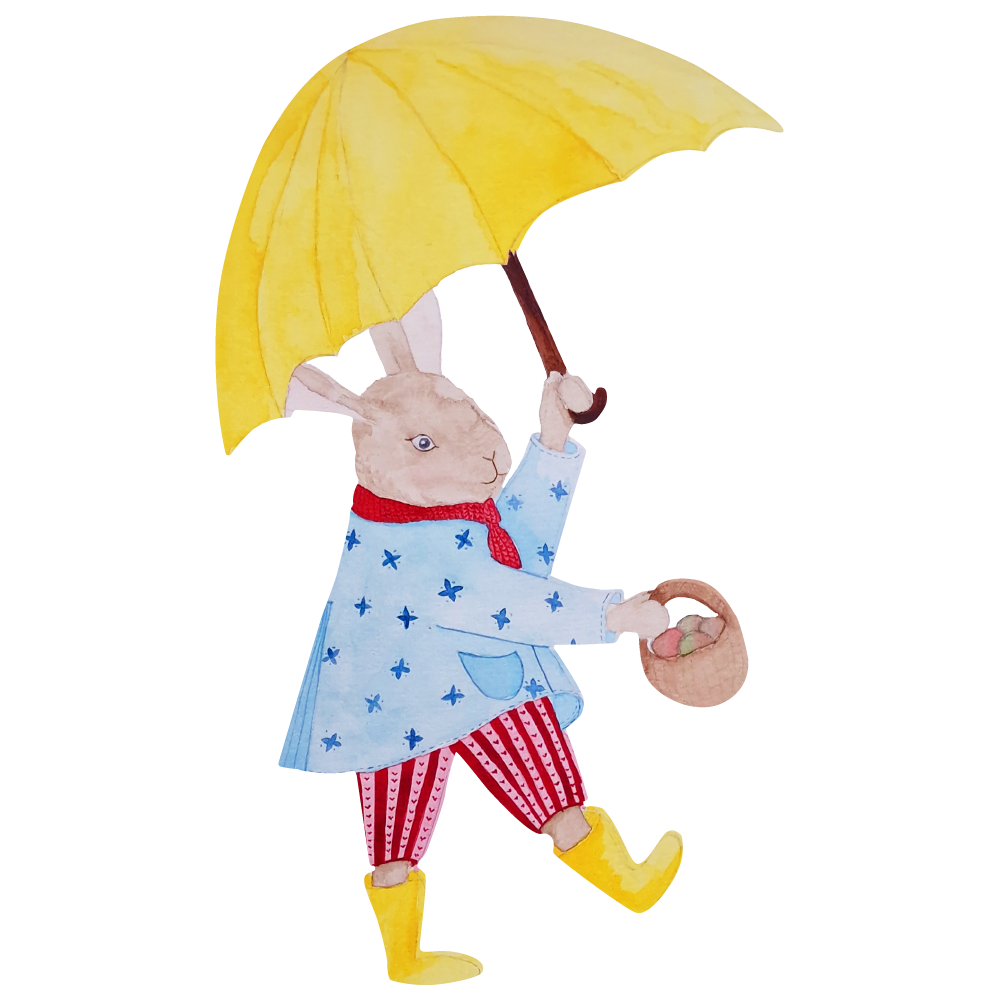 Wandsticker Hase im Regen