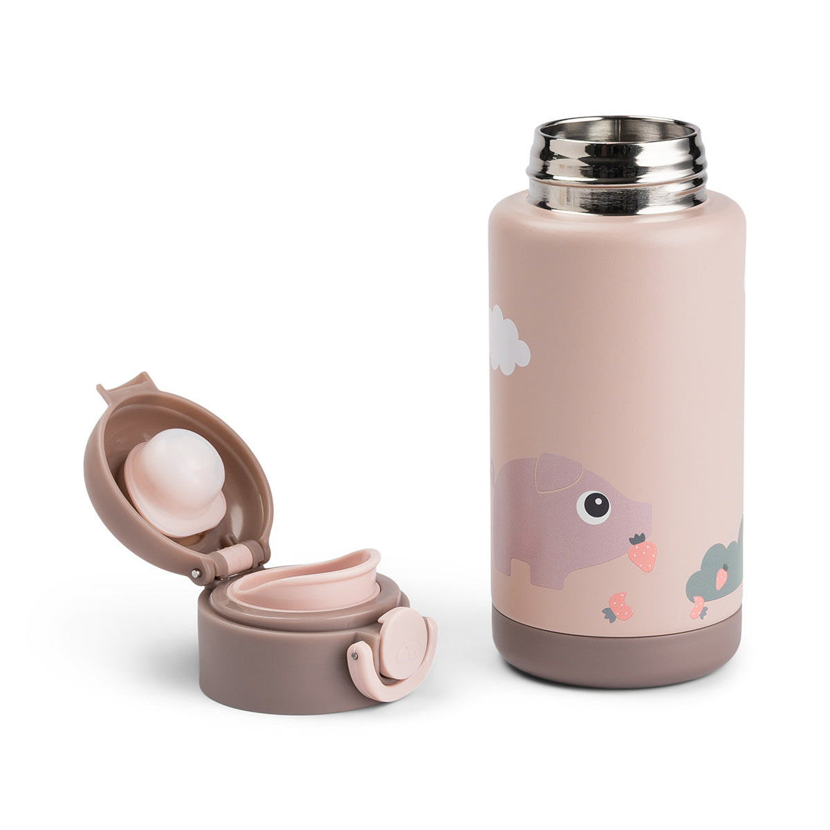 Trinkflasche isoliert Tiny farm Puder