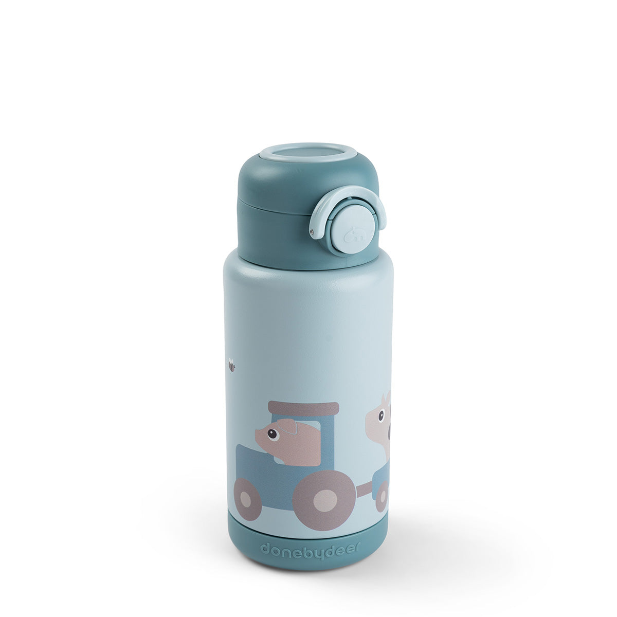 Trinkflasche isoliert Tiny farm blau