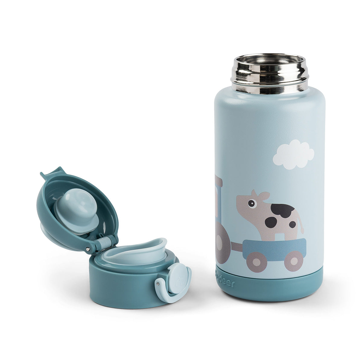 Trinkflasche isoliert Tiny farm blau