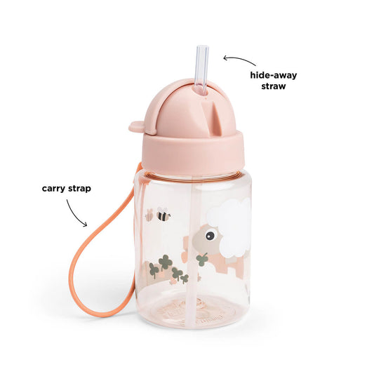 Trinkflasche mit Strohhalm Tiny farm Rosa280 ml