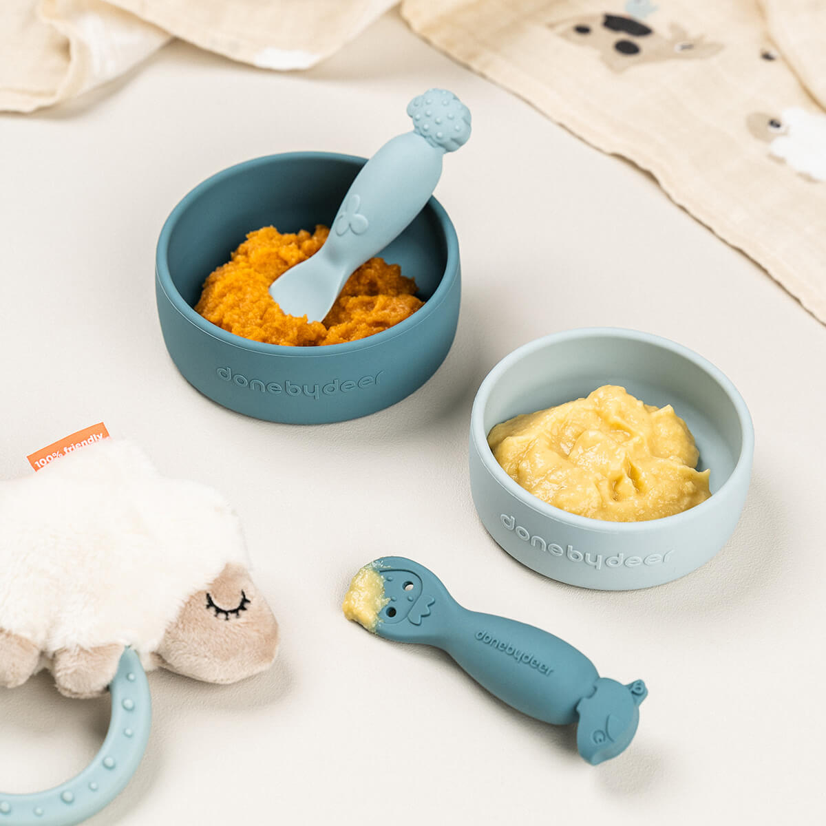 Babylöffel-Set Tiny farm Blau