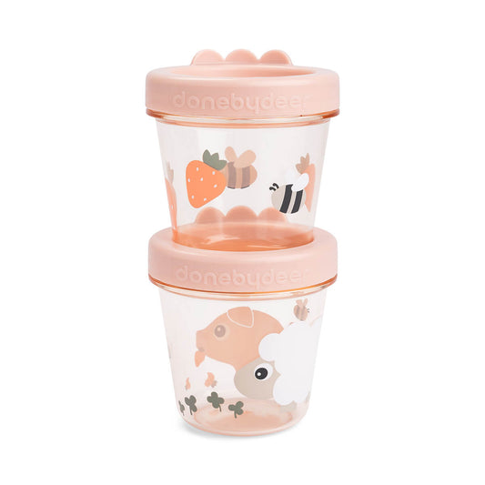 Baby-Snackbox 2-er Set Tiny farm Rosa