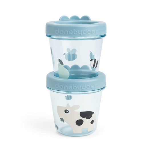 Baby-Snackbox 2-er Set Tiny farm Blau