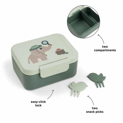 Kleine Snackbox mit Food picks Tiny trails Grün