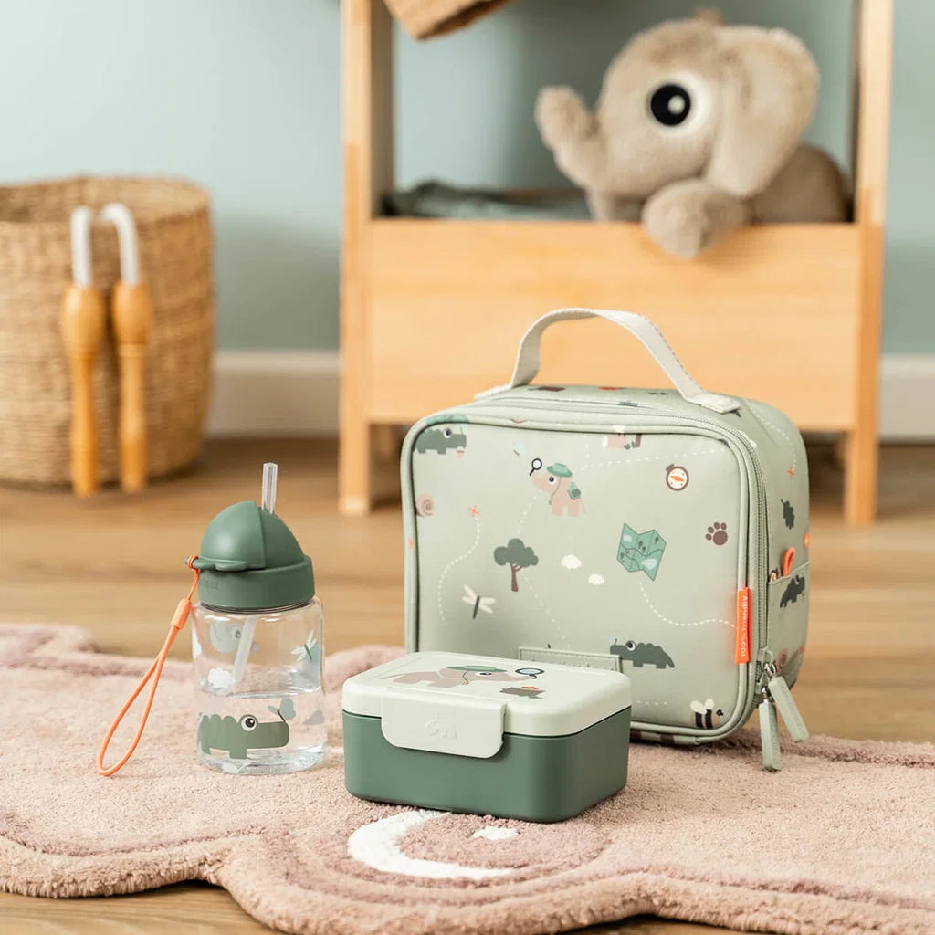 Kleine Snackbox mit Food picks Tiny trails Grün